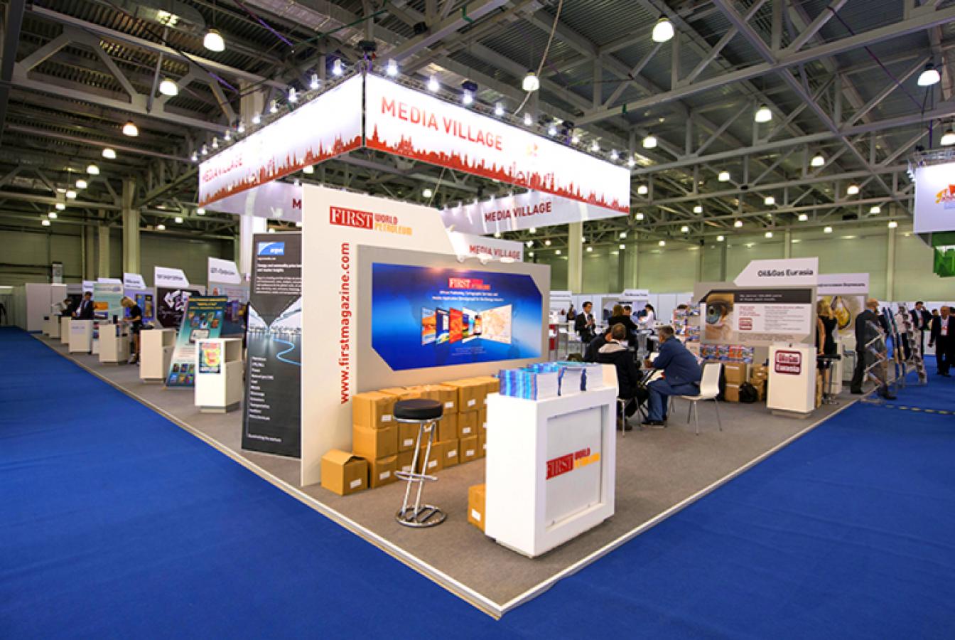 выставочный стенд, media village for 21st world petroleum congress