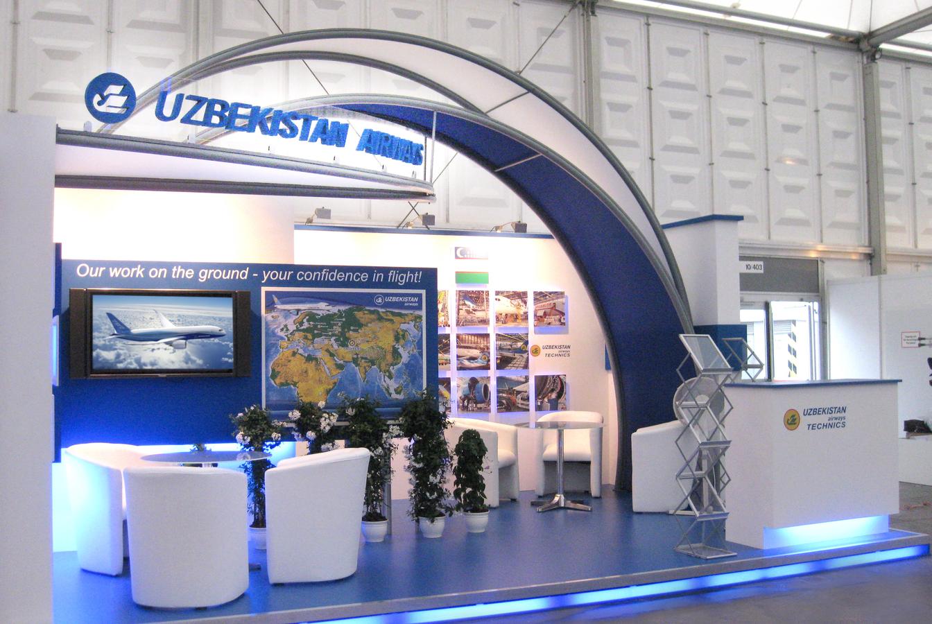 выставочный стенд, stand for uzbekistan airways technics